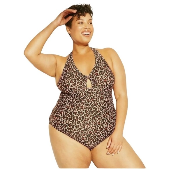 NWT Kona Sol | Swim Size 24W Brown Animal Print One Piece Swimsuit - Picture 1 of 11